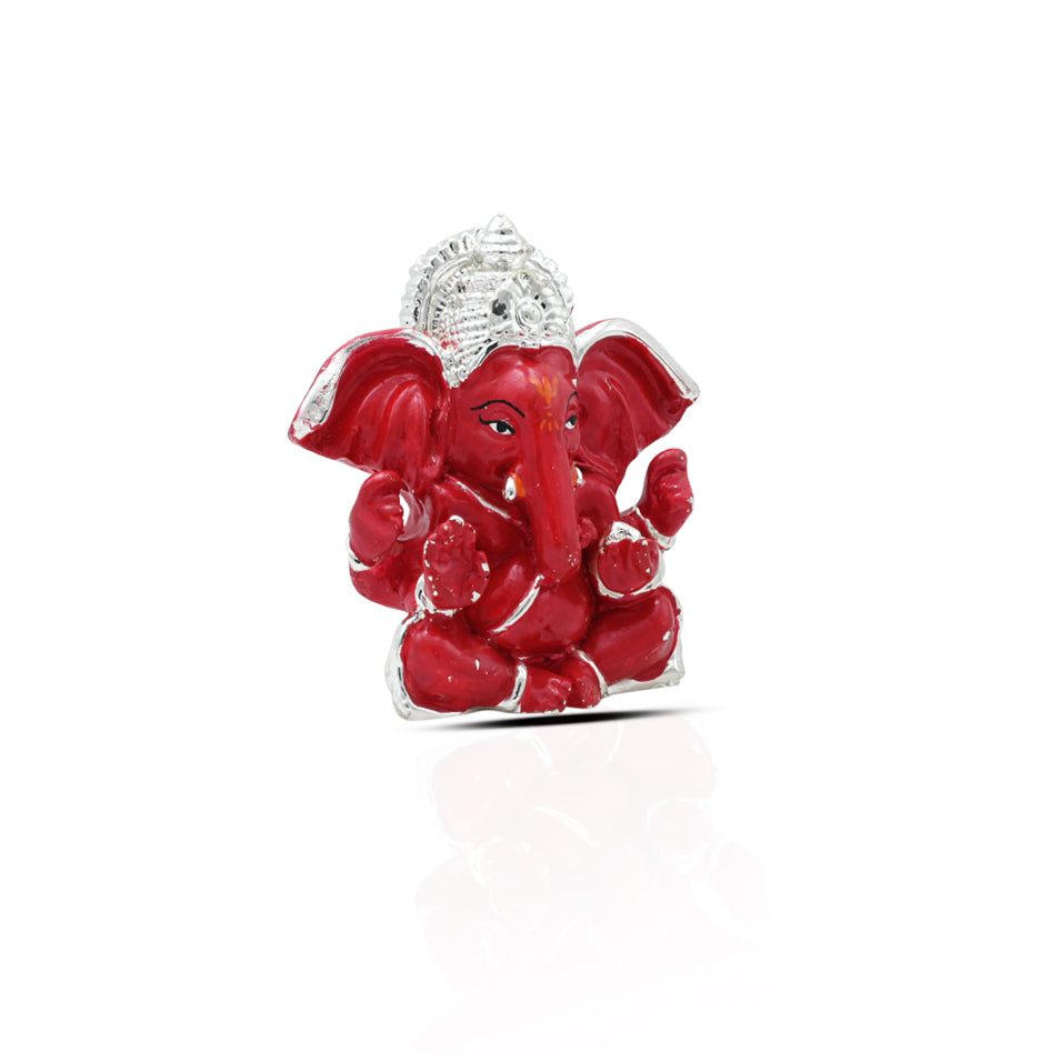 Buy Expensive Red Silver Ganpati Murti, Khushbu Jewellers