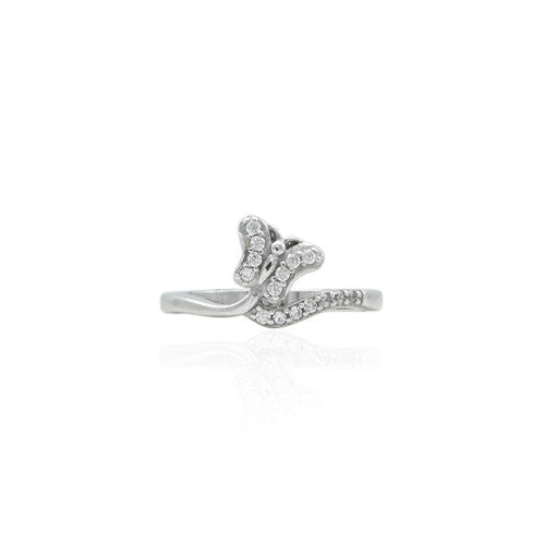 Silver ring featuring a dynamic butterfly design, symbolizing transformation and elegance.