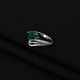 Sterling Silver Oval Green Gem Sinuous Ring for Girls