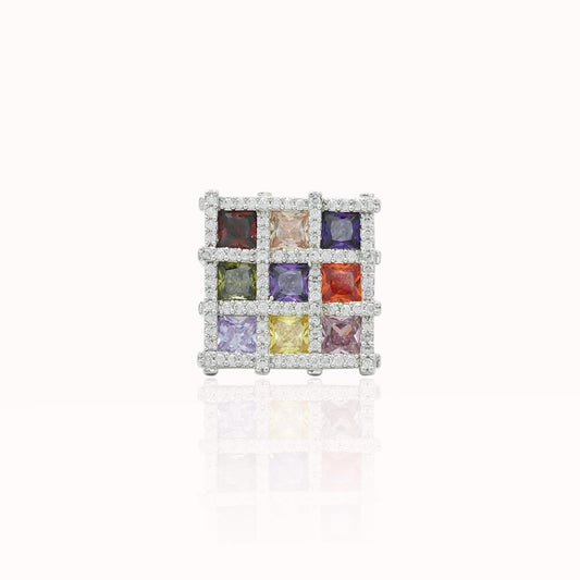 Silver antique ring featuring multiple stones, combining a vintage design with a pop of color