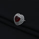 Sterling Silver Lavish Dark Red Heart Cut Gemstone Ring for Her