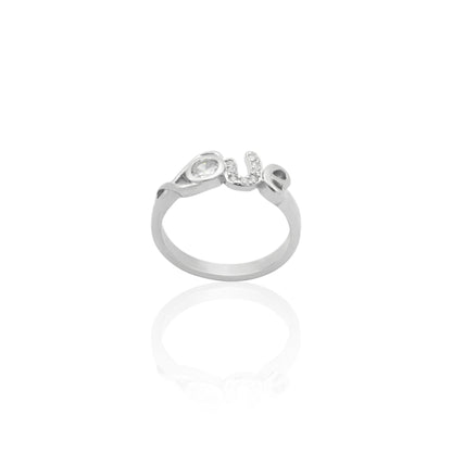 Elegant Sterling Silver Ring with Love Design and CZ Stones