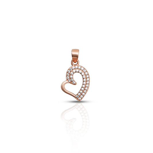 925 silver heart pendant with trendy rose gold plating