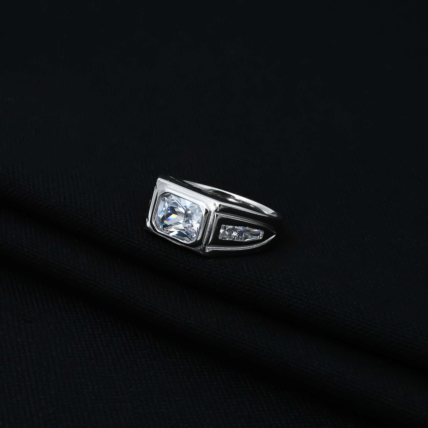 Elegant sterling silver square ring for girls featuring a one-of-a-kind design