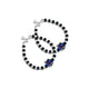 Fun and stylish bracelet featuring silver and black beads with a cute blue teddy bear charm