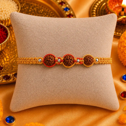 Trio Rudraksh Rakhi in Silver