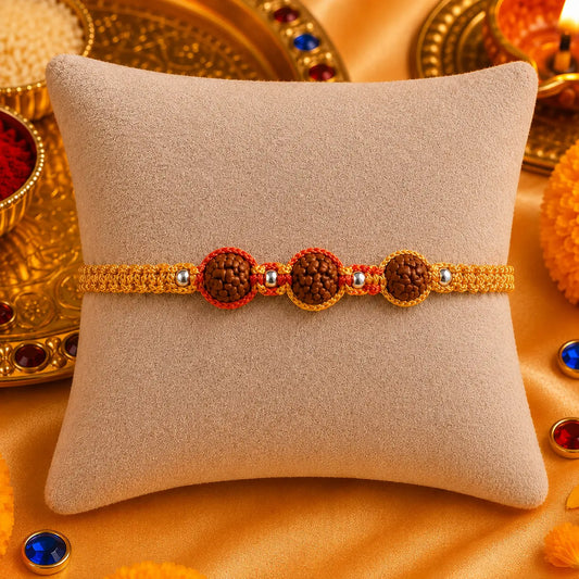 Trio Rudraksh Rakhi in Silver