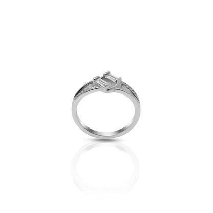 Chic sterling silver tilted square ring, perfect for girls.