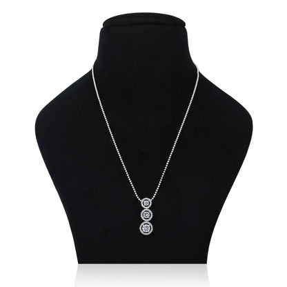 Sterling silver pendant with triple cubic zirconia on chain.