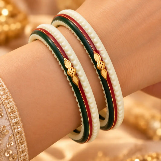 Gold Small Swastika Design Bangle Traditional Hindu Jewelry.