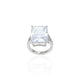 Elegant silver ring with a rectangular diamond that radiates brilliance