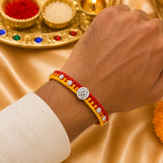 Swastik Charm Rakhi in Silver (combo)