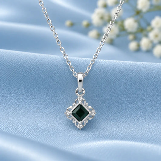 Square Stone Silver Pendant