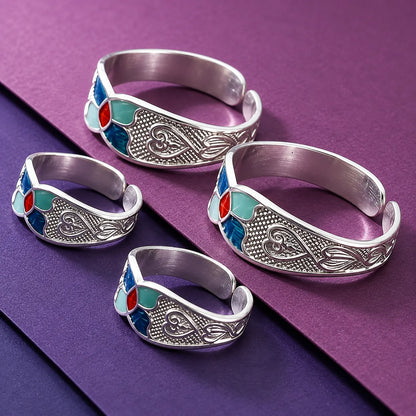 Silver Blue Two Combo pair Toe Rings