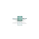 Beautiful sterling silver ring for girls featuring a square-cut sky-blue smoky quartz gemstone.