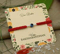 Silver center Evil Eye design with silver beads, perfect Rakhi for boys.