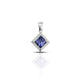 Sterling Silver Tilted Square Solitaire Blue Stone Pendant