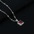 Sterling Silver Sparkling Red Stone Square Design Chain Pendant