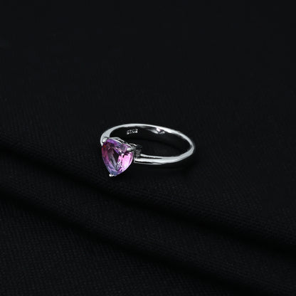 Sterling Silver Heart Cut Gemstone Ring for Her in Purple