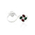 Charming silver toe ring adorned with red and green stones, perfect for a festive look