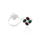 Red and Green Gems Silver Toe Ring