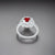 Silver Center Red Stone with Flower Design Ring for Girls