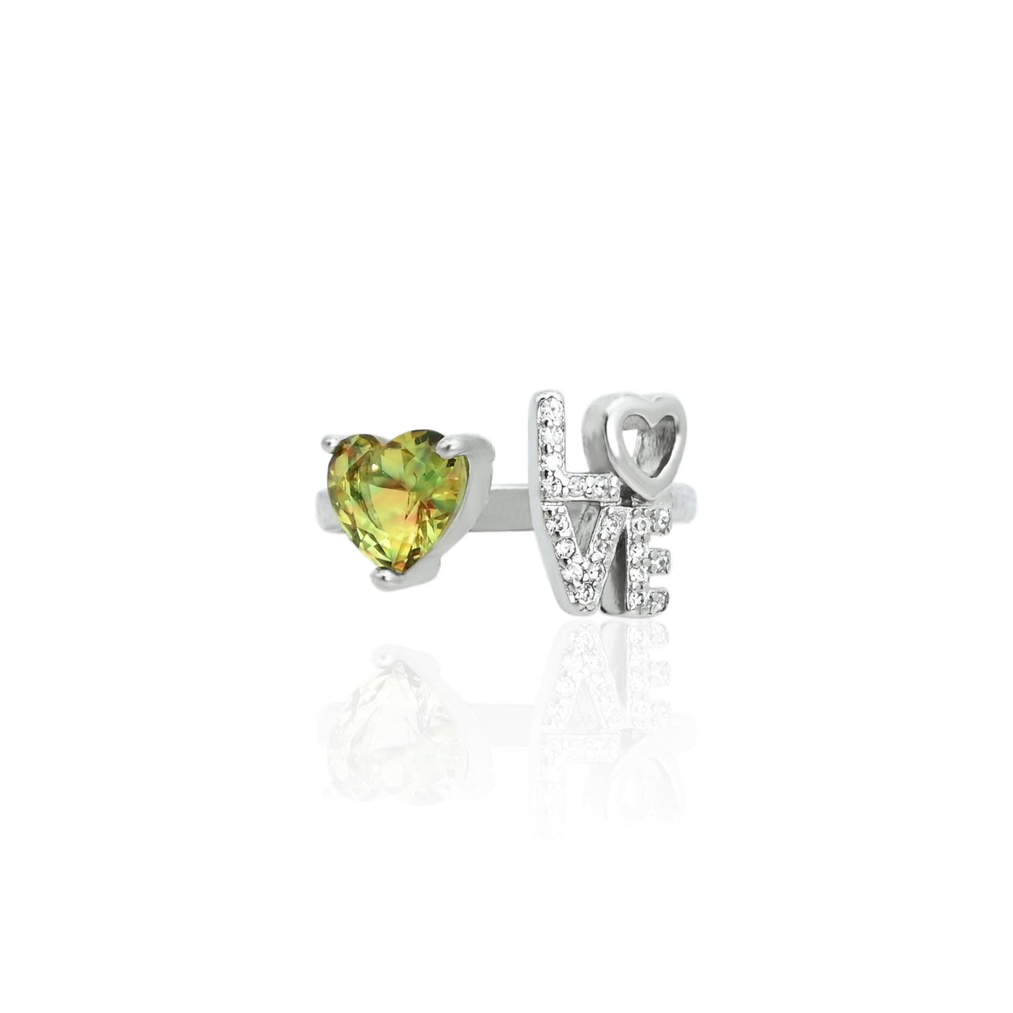 925 silver women's ring featuring a bright yellow heart-shaped stone for a romantic touch