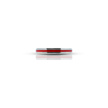 Sterling Silver Minimalist Ring for Her with Red Stripe Design