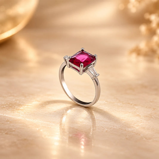 Stylish Pink Gemstone Sterling Silver Ring