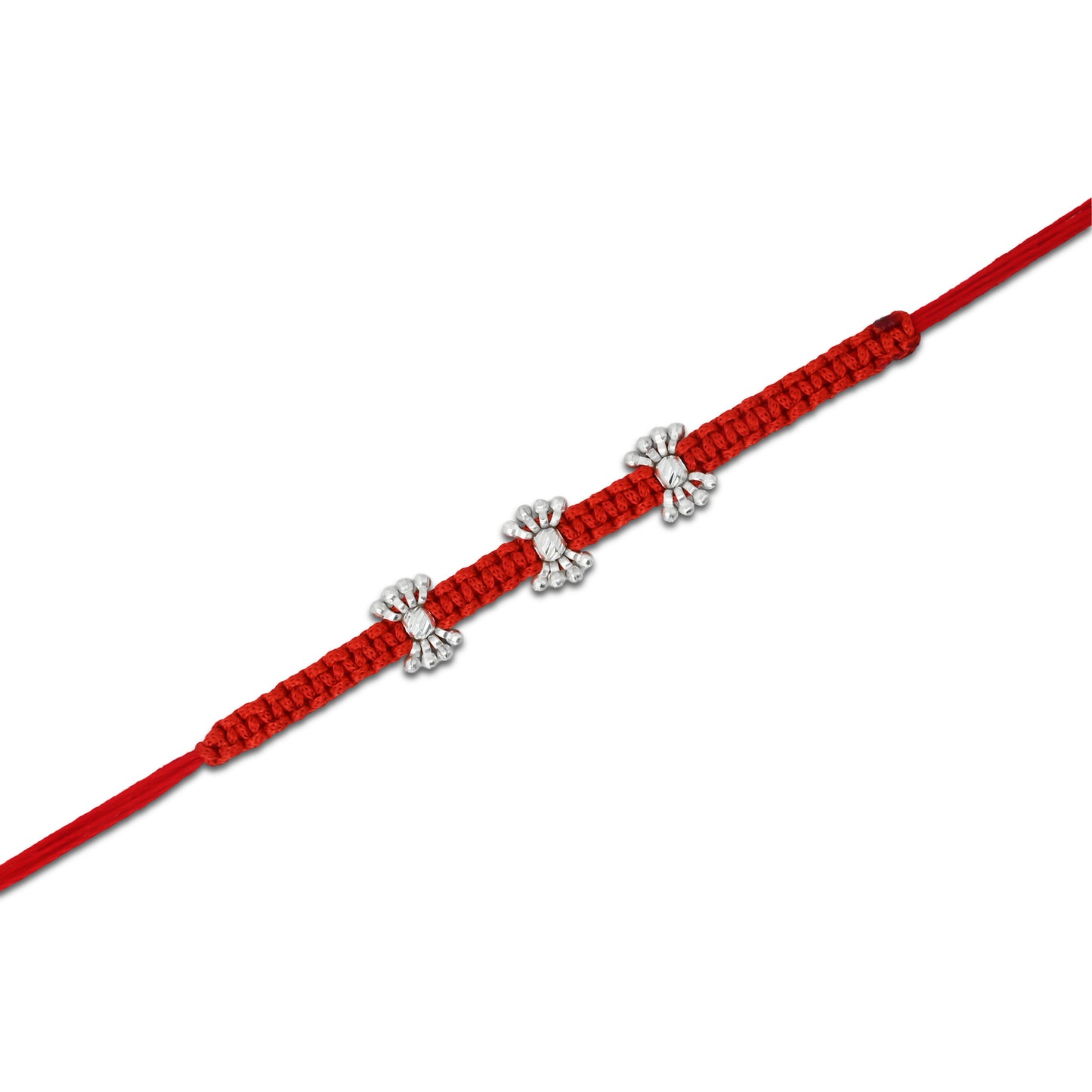Boys' Rakhi with delicate small silver beads for a sleek look.