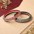 Handcrafted Rajasthani Bangles Set – Red & Green Traditional Ethnic Jewelry for Women