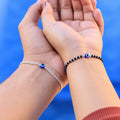 Couple Evil Eye Bracelets Silver Chain & Black Beads