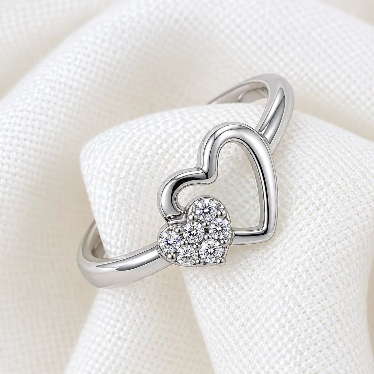 Classic Dual Heart Silver Ring