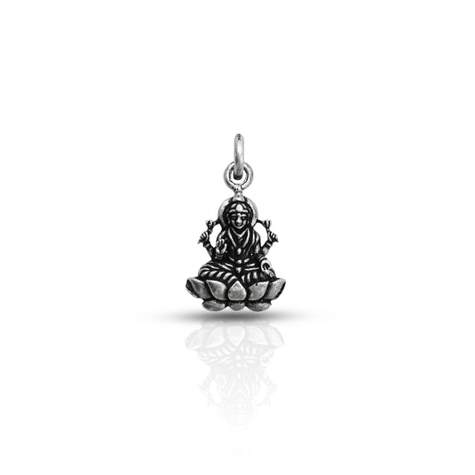 Antique oxidized 925 silver pendant featuring the lucky Mahalakshmi design