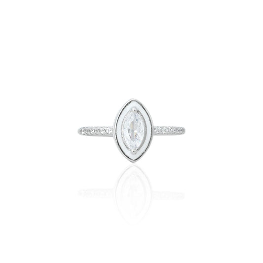 Silver ring featuring a sparkling white stone for an elegant and timeless look