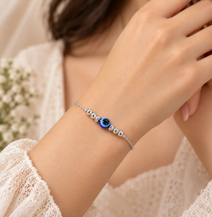 Silver Finish Evil Eye Bracelet for Girls & Women