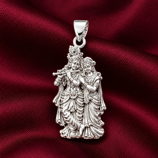 Shiny "Innocence Of Love" Silver Radha Krishna Pendant