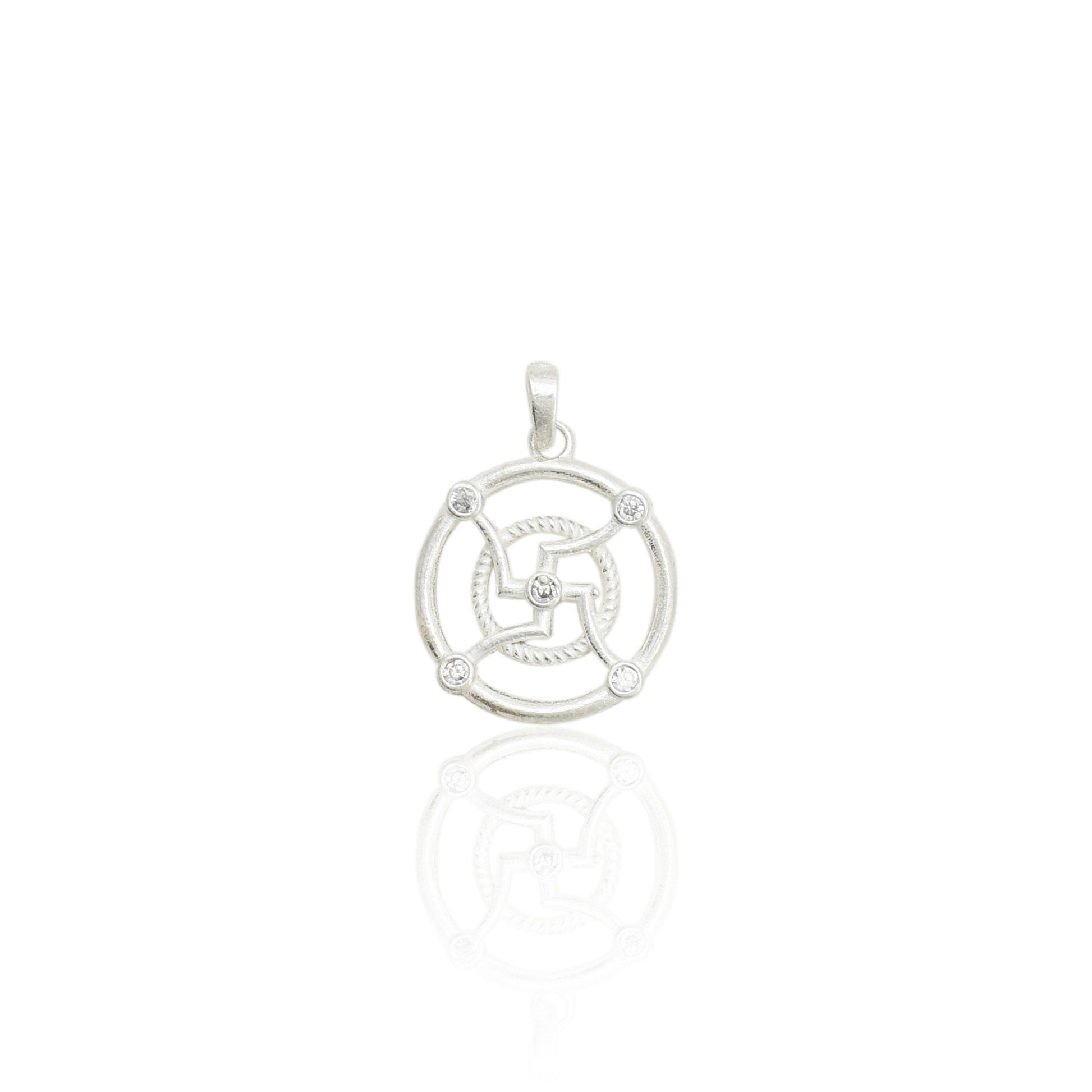 Silver pendant featuring the auspicious Swastik sign