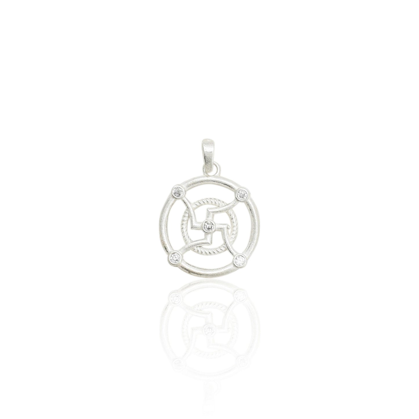 Silver pendant featuring the auspicious Swastik sign symbolizing prosperity