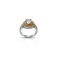 Sterling Silver Diamond Style Stone Golden Look Ring for Girls