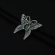 Silver Green Stone Butterfly Design Saree Pin