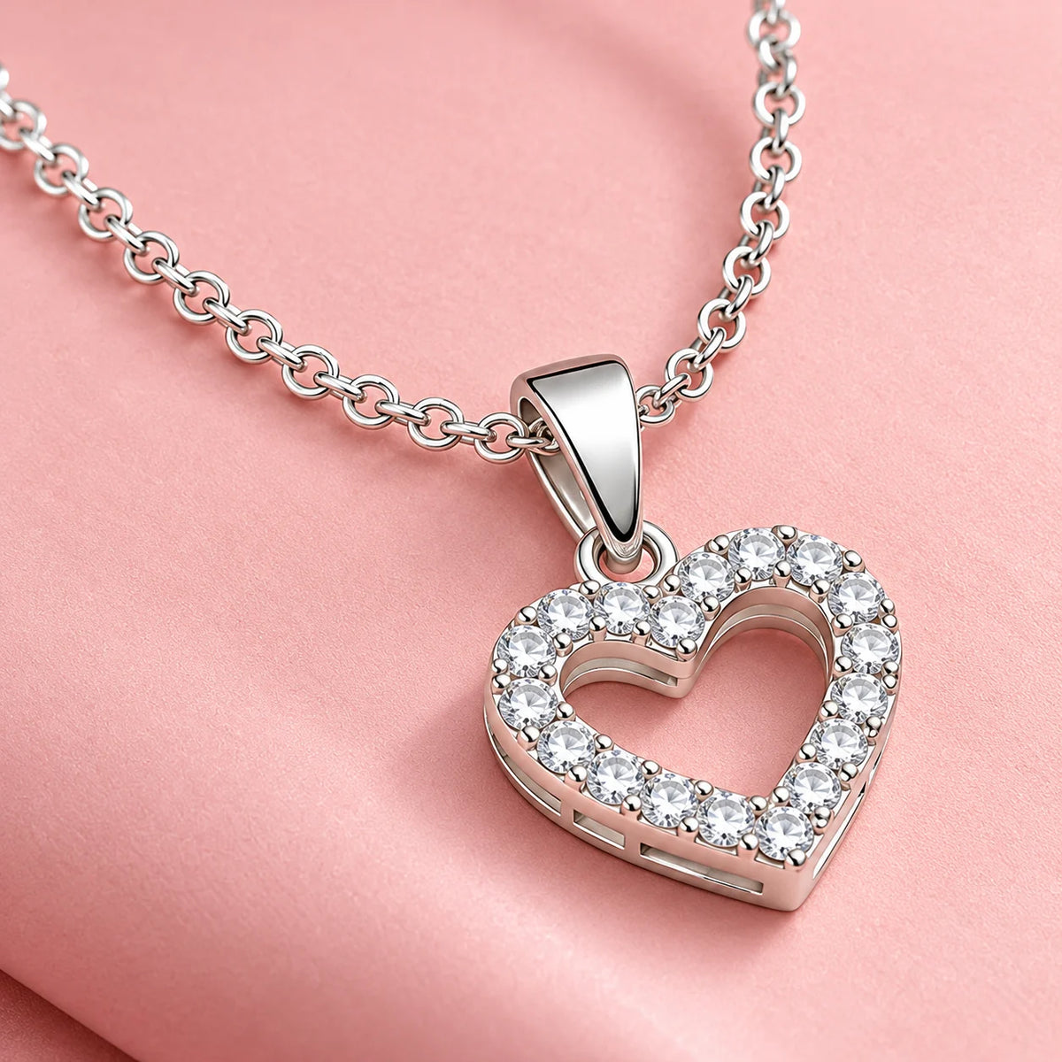 Lightweight Silver Heart Pendent With Chain
