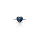 Silver ring with center blue heart design.