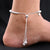 Silver Center Flower and Silver Beads Design Anklet for Girls