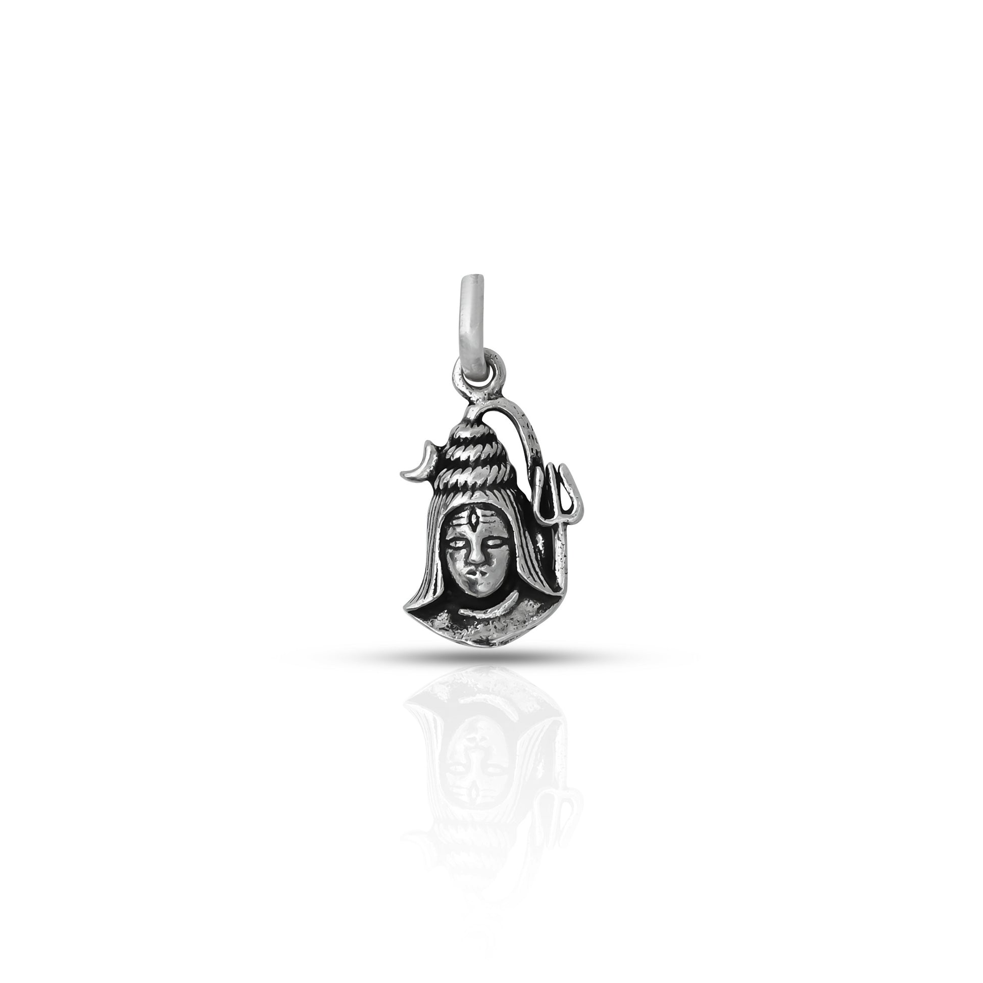 Sterling silver pendant featuring Shiv Ji with Trishul, symbolizing divine protection and strength