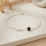 Men’s Silver Rudraksha Bracelet Om Symbol Adjustable