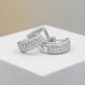 Silver Triple-Row CZ Hoop Earrings