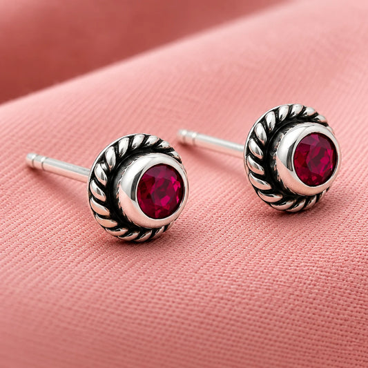 Dark Red Sapphire Look Earrings