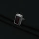 Sterling Silver Vintage Design with Rectangle Red Gem Stone Ring for Girls