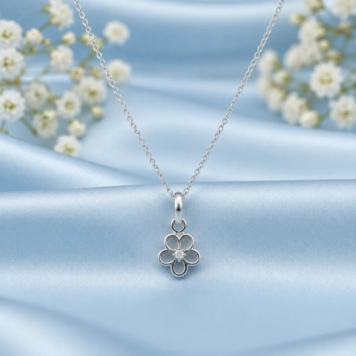 Floral Design Silver Pendant Charm